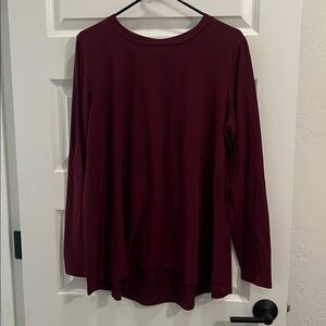 Bobeau Classic Maroon Long Sleeve Top